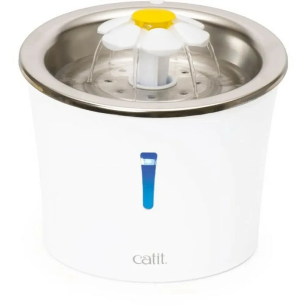 Fontaine à eau Catit Flower Fountain 3 L avec dessus en inox pour chat